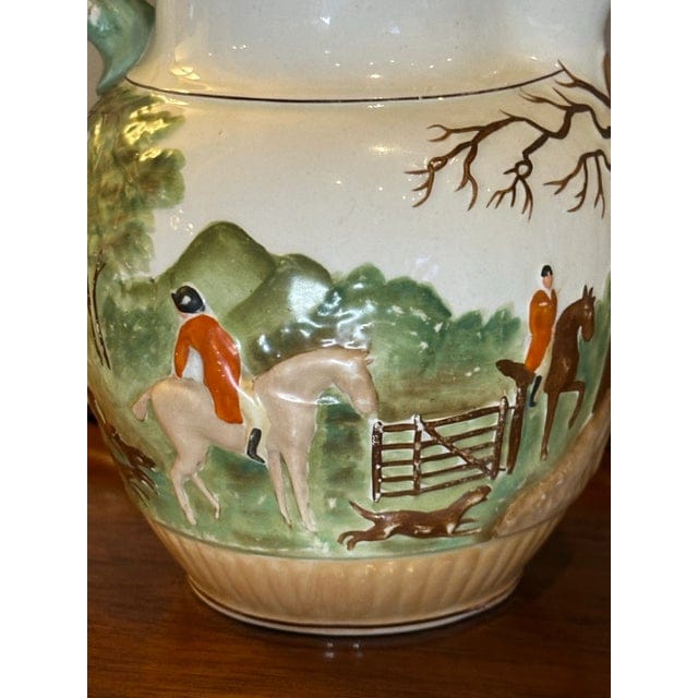 Large Vintage Wedgwood Etruria Pitcher Circa 1930s - English Hunt Scene With Hound Handle | IdleHour