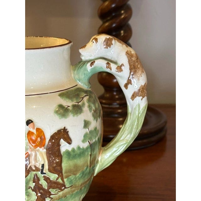 Large Vintage Wedgwood Etruria Pitcher Circa 1930s - English Hunt Scene With Hound Handle | IdleHour