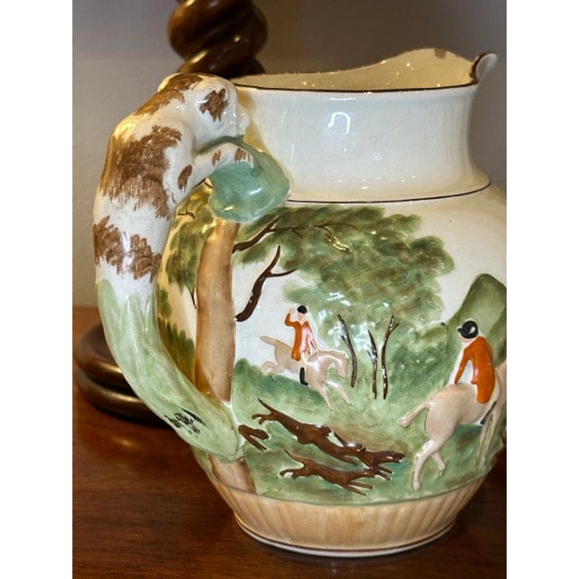 Large Vintage Wedgwood Etruria Pitcher Circa 1930s - English Hunt Scene With Hound Handle | IdleHour