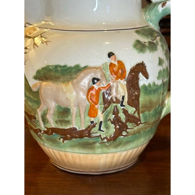 Large Vintage Wedgwood Etruria Pitcher Circa 1930s - English Hunt Scene With Hound Handle | IdleHour