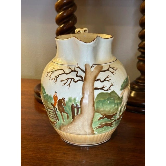 Large Vintage Wedgwood Etruria Pitcher Circa 1930s - English Hunt Scene With Hound Handle | IdleHour