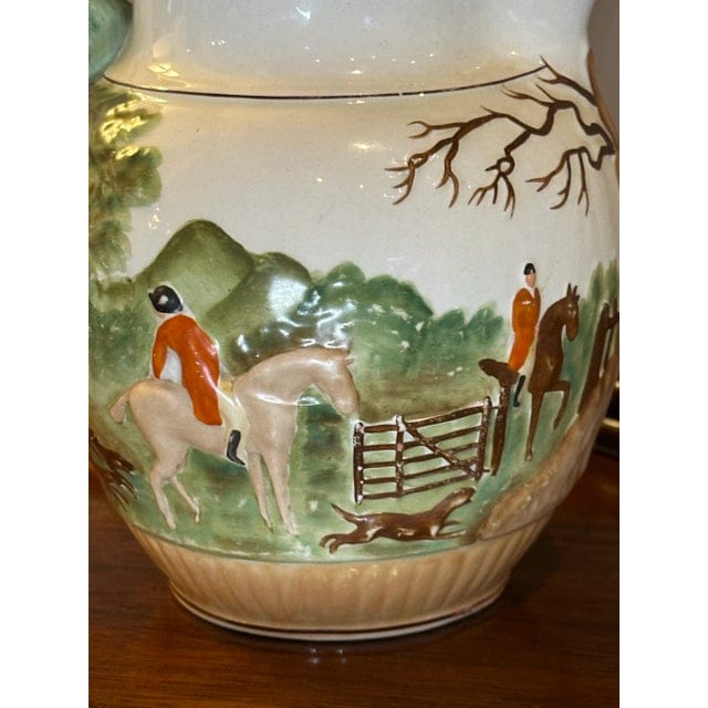 Large Vintage Wedgwood Etruria Pitcher Circa 1930s - English Hunt Scene With Hound Handle | IdleHour