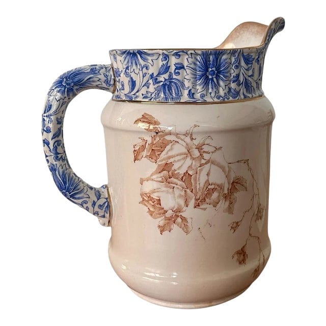 Late 19th Century Doulton (Pre-Royal) Floral Transferware Pitcher | IdleHour