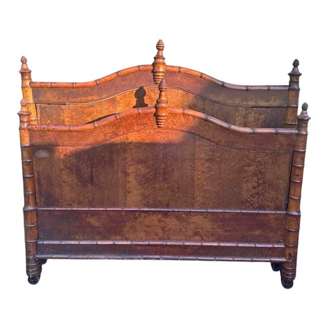 Late 19th Century French Faux Bamboo Birdseye Maple Headboard and Footboard | IdleHour