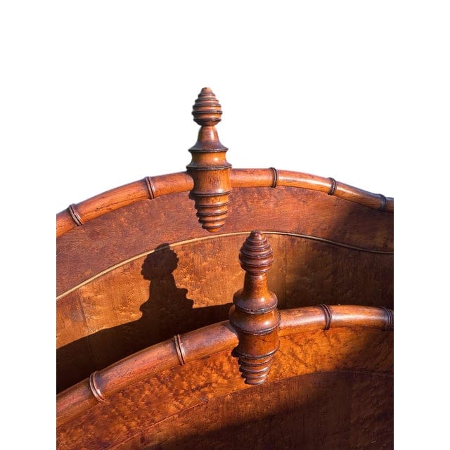 Late 19th Century French Faux Bamboo Birdseye Maple Headboard and Footboard | IdleHour