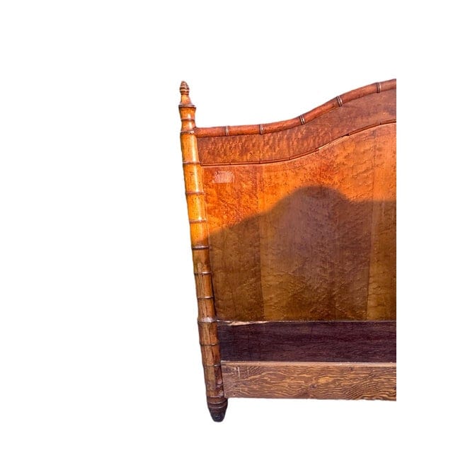 Late 19th Century French Faux Bamboo Birdseye Maple Headboard and Footboard | IdleHour