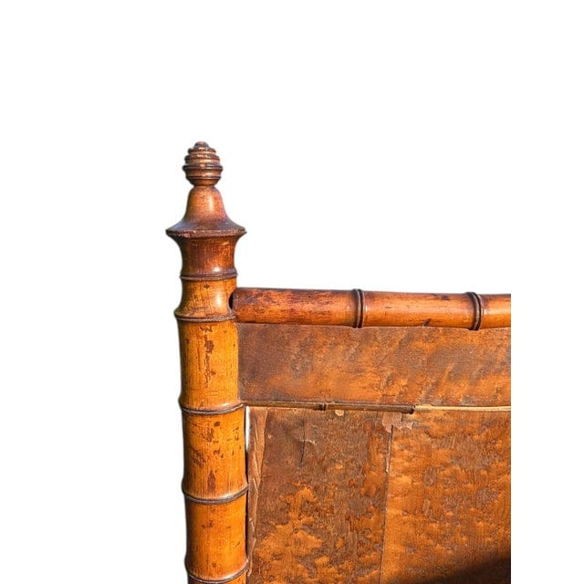Late 19th Century French Faux Bamboo Birdseye Maple Headboard and Footboard | IdleHour