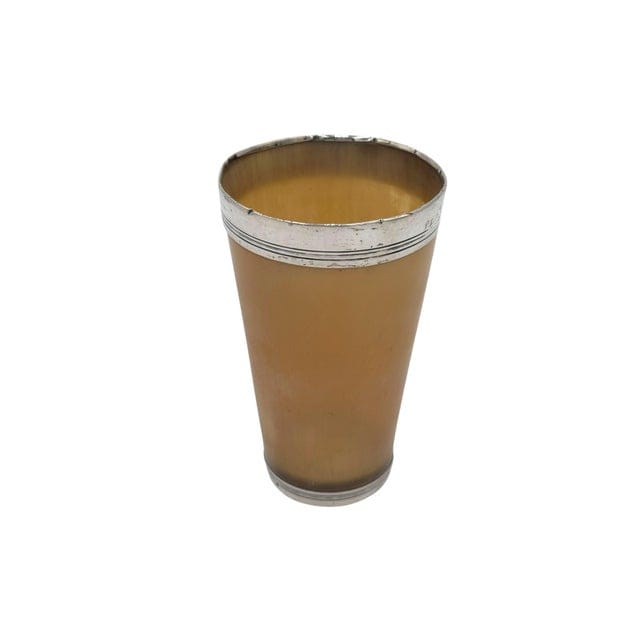 Late 19th Century Sterling Silver Rimmed Horn Cup With Glass Bottom | IdleHour