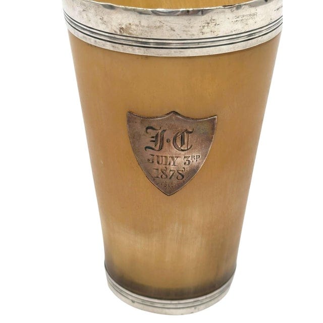 Late 19th Century Sterling Silver Rimmed Horn Cup With Glass Bottom | IdleHour