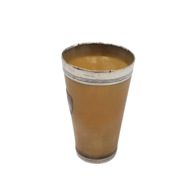 Late 19th Century Sterling Silver Rimmed Horn Cup With Glass Bottom | IdleHour