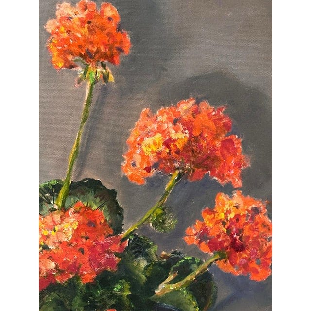 Late 20th Century "Big Reds" by Toni Conway - Red Geranium Still Life Oil Painting | IdleHour