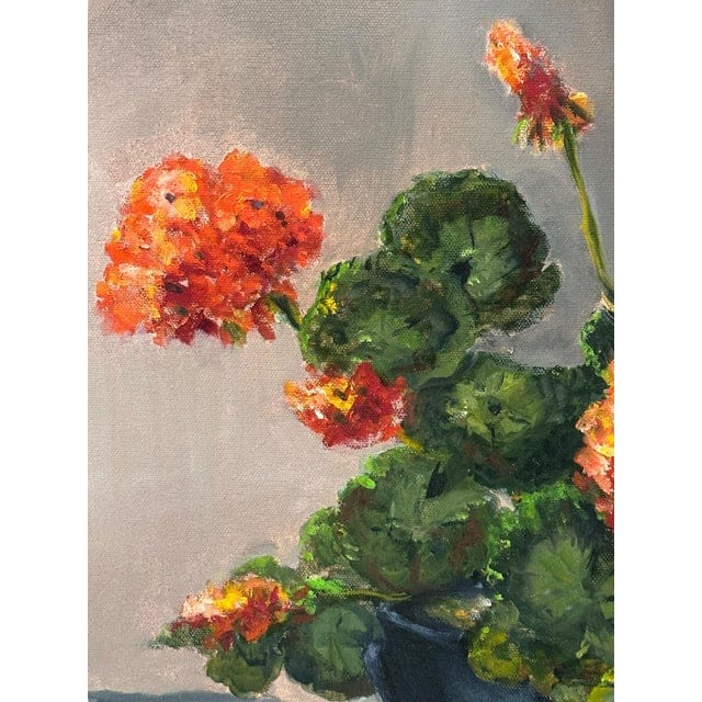 Late 20th Century "Big Reds" by Toni Conway - Red Geranium Still Life Oil Painting | IdleHour