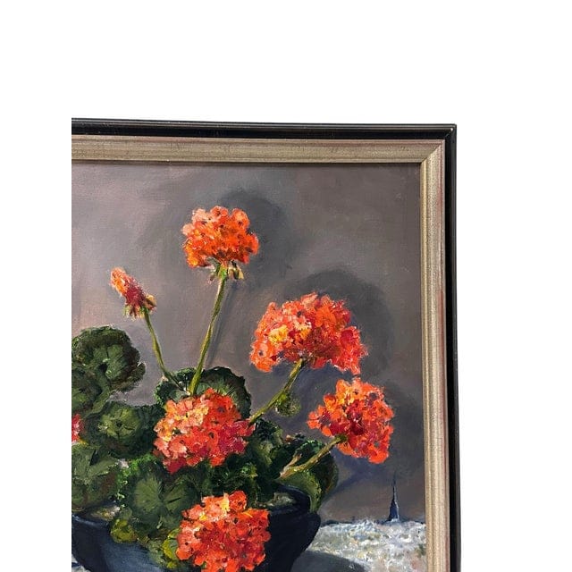 Late 20th Century "Big Reds" by Toni Conway - Red Geranium Still Life Oil Painting | IdleHour