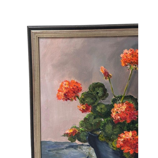 Late 20th Century "Big Reds" by Toni Conway - Red Geranium Still Life Oil Painting | IdleHour