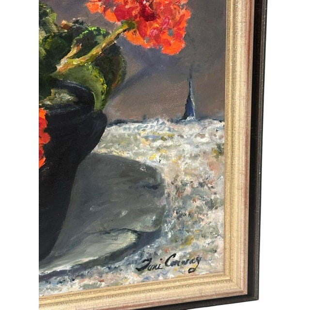 Late 20th Century "Big Reds" by Toni Conway - Red Geranium Still Life Oil Painting | IdleHour