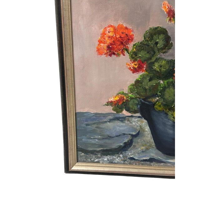 Late 20th Century "Big Reds" by Toni Conway - Red Geranium Still Life Oil Painting | IdleHour