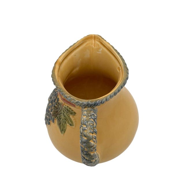 Late 20th Century Ceramiche Virginia Tuscan Grape Relief Pitcher | IdleHour