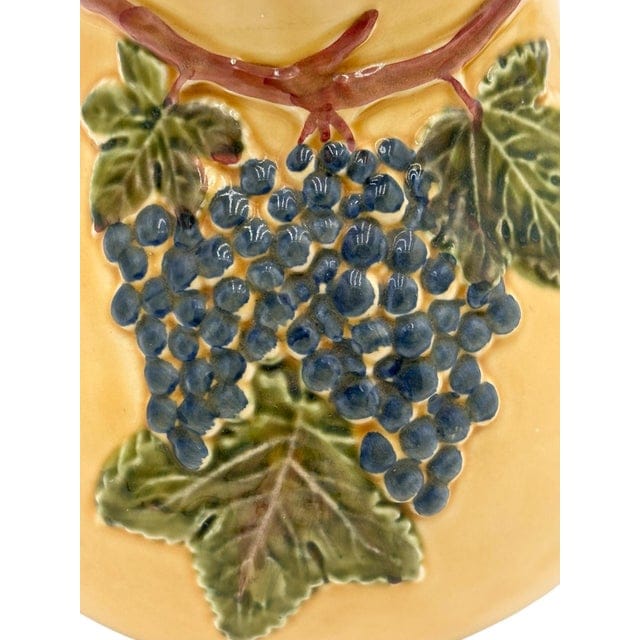 Late 20th Century Ceramiche Virginia Tuscan Grape Relief Pitcher | IdleHour