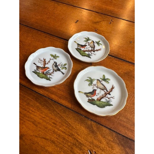 Late 20th Century Herend Rothschild Bird Pattern Coasters - Set of 3 | IdleHour