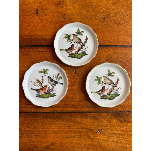 Late 20th Century Herend Rothschild Bird Pattern Coasters - Set of 3 | IdleHour