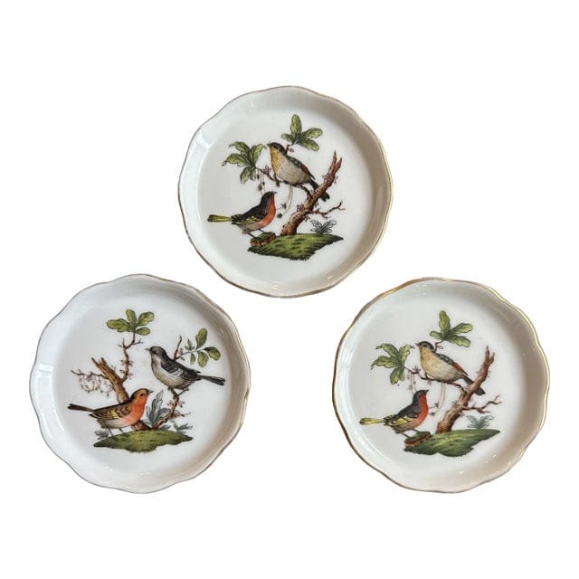 Late 20th Century Herend Rothschild Bird Pattern Coasters - Set of 3 | IdleHour