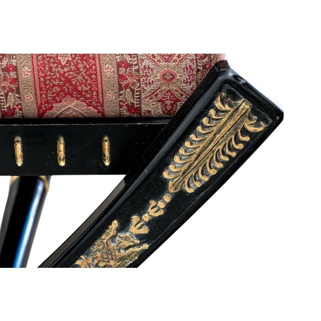 Late 20th Century Hollywood Regency Styled Bench With Red Paisley Upholstery | IdleHour