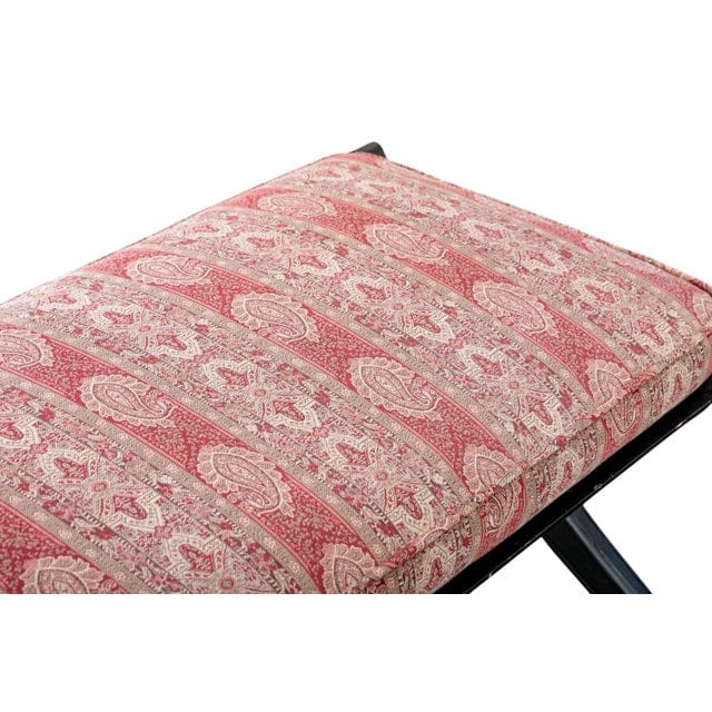 Late 20th Century Hollywood Regency Styled Bench With Red Paisley Upholstery | IdleHour