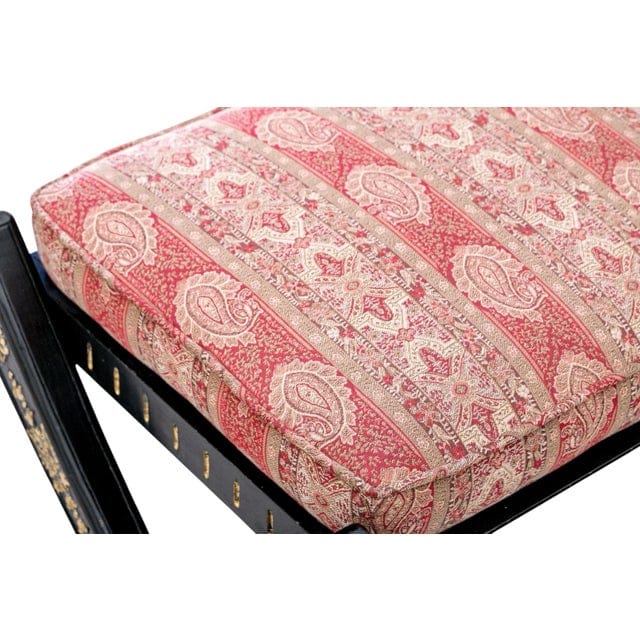 Late 20th Century Hollywood Regency Styled Bench With Red Paisley Upholstery | IdleHour