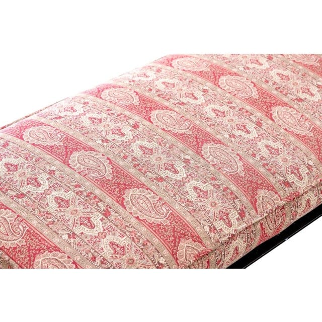 Late 20th Century Hollywood Regency Styled Bench With Red Paisley Upholstery | IdleHour