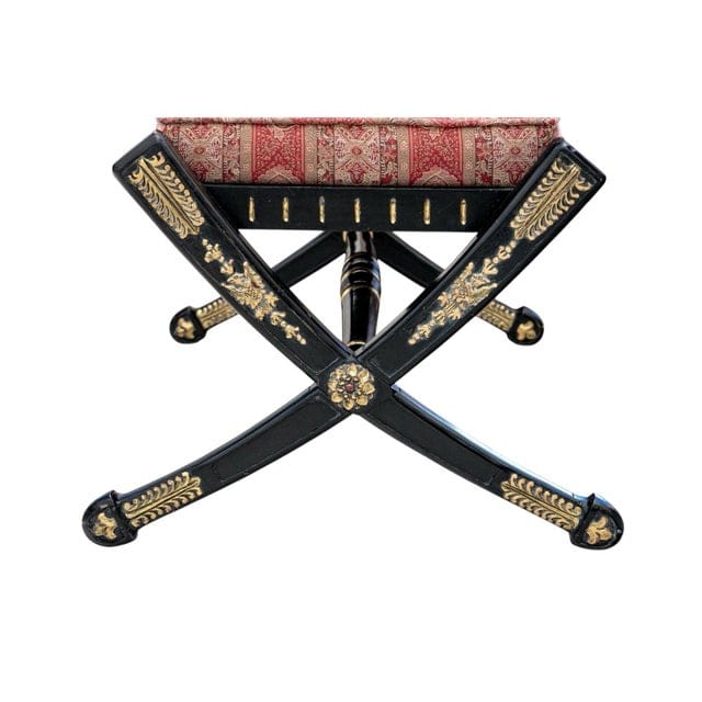 Late 20th Century Hollywood Regency Styled Bench With Red Paisley Upholstery | IdleHour