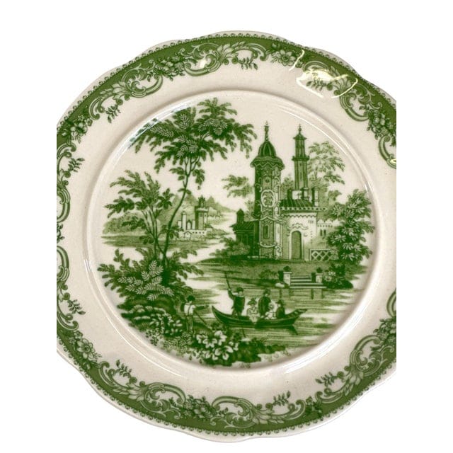Late 20th Century Italian Reproduction Green and White China Tea Set - 24 Pieces | IdleHour
