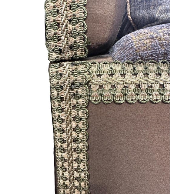 Late 20th Century Jacobean Style Knole Sofa With Custom Chenille and Silk Upholstery | IdleHour