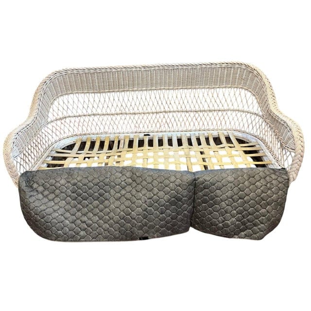 Late 20th Century Limed Wicker Sofa With Tan Cushions | IdleHour