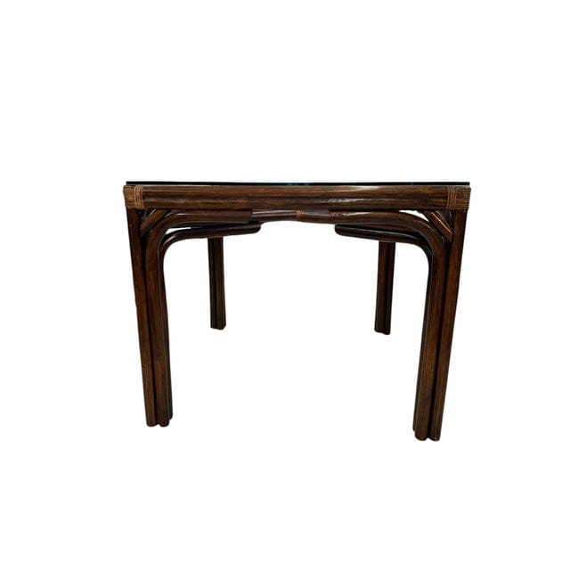 Late 20th Century McGuire Style Lacquered Wood and Rattan Game Table | IdleHour