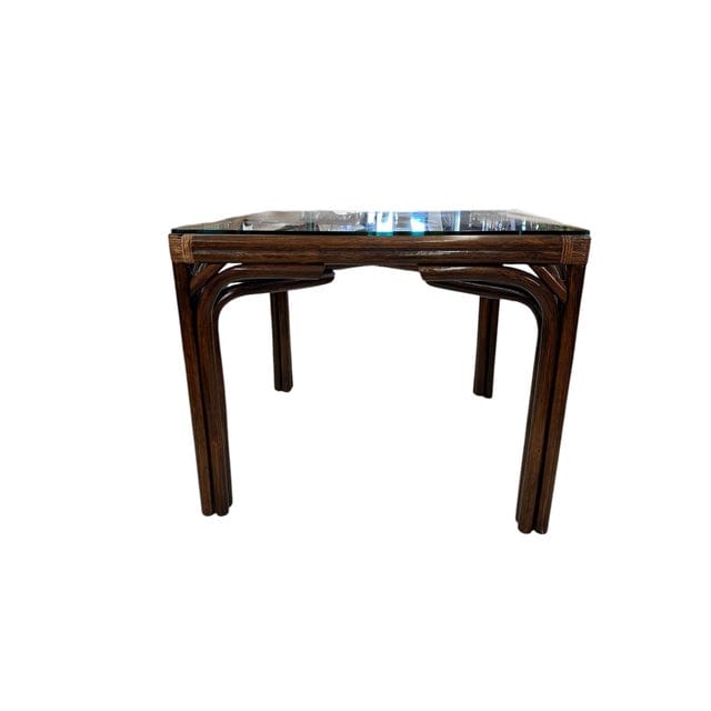 Late 20th Century McGuire Style Lacquered Wood and Rattan Game Table | IdleHour
