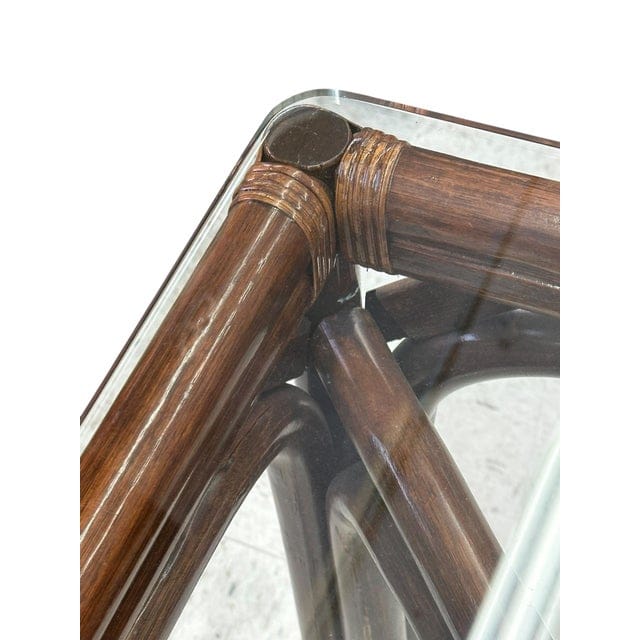 Late 20th Century McGuire Style Lacquered Wood and Rattan Game Table | IdleHour