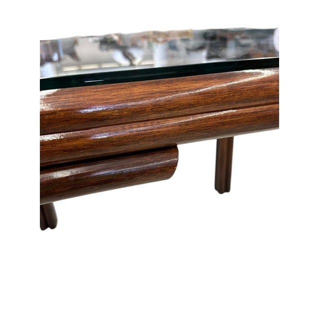 Late 20th Century McGuire Style Lacquered Wood and Rattan Game Table | IdleHour