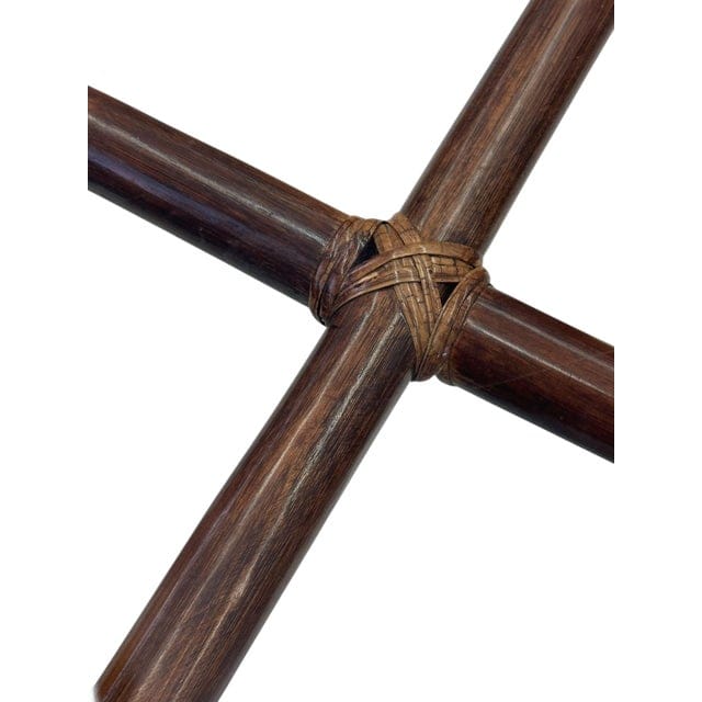 Late 20th Century McGuire Style Lacquered Wood and Rattan Game Table | IdleHour