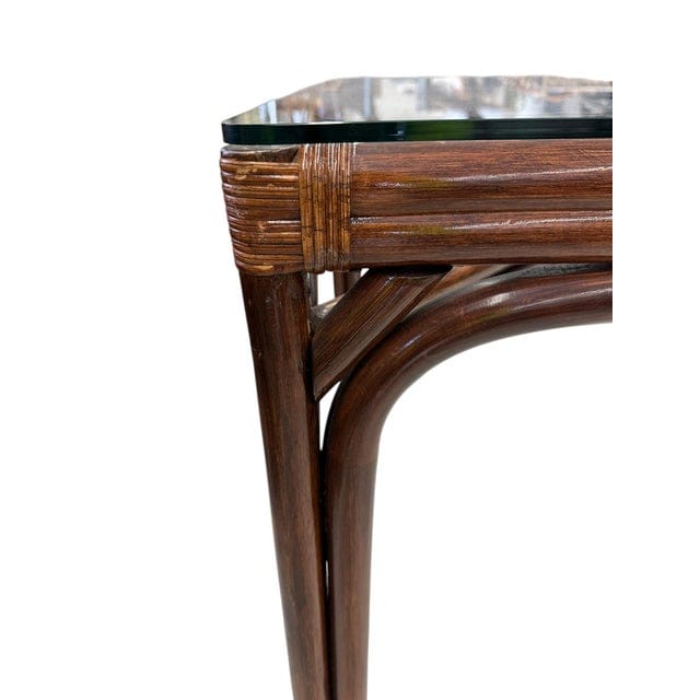 Late 20th Century McGuire Style Lacquered Wood and Rattan Game Table | IdleHour