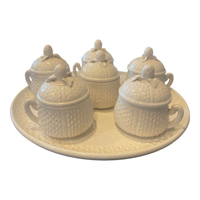 Late 20th Century Mottahedeh Pots De Crème With Platter | IdleHour