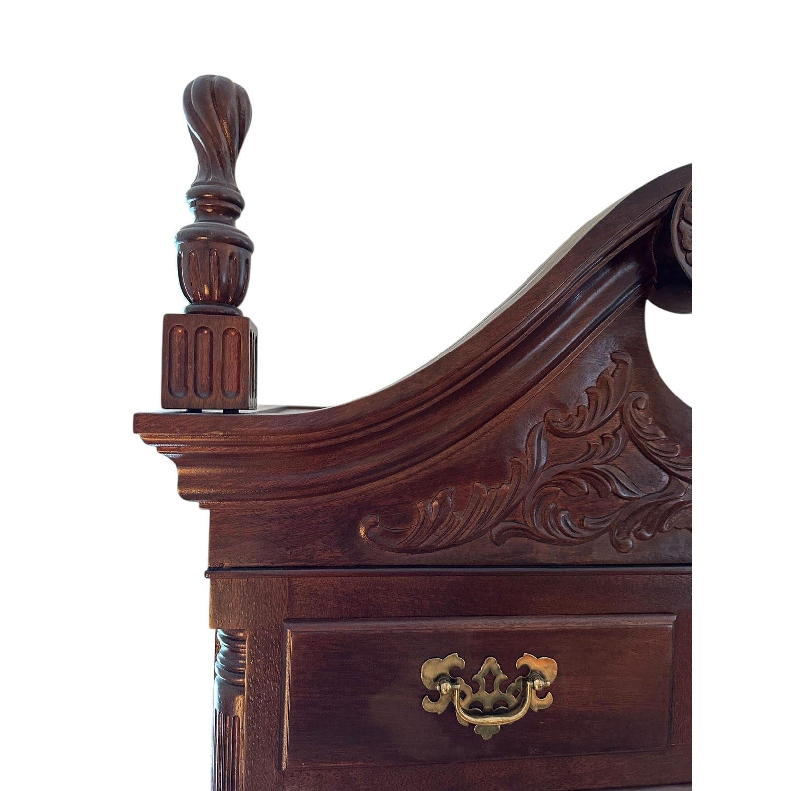 Late 20th Century National Mount Airy Chippendale Solid Cherry Highboy With Brass Hardware | IdleHour