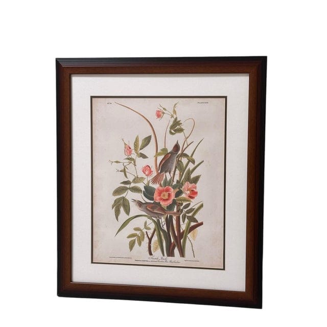 Late 20th Century Pair of Framed Prints After John James Audubon - Seaside Finch and 261 Sandhill Crane | IdleHour