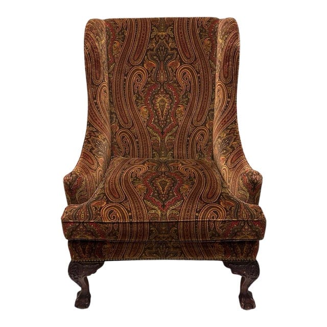Late 20th Century Ralph Lauren Hampton Paisley Velvet Club Chair | IdleHour