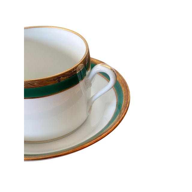 Late 20th Century Richard Ginori Palermo Green Cups and Saucers Set- 24 Pieces | IdleHour