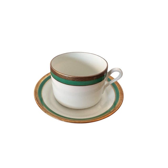 Late 20th Century Richard Ginori Palermo Green Cups and Saucers Set- 24 Pieces | IdleHour