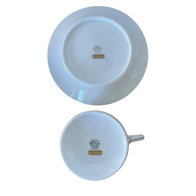 Late 20th Century Richard Ginori Palermo Green Cups and Saucers Set- 24 Pieces | IdleHour