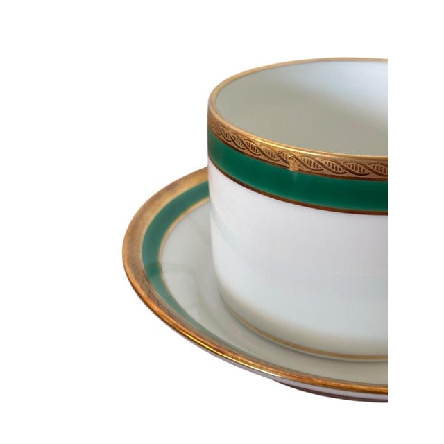 Late 20th Century Richard Ginori Palermo Green Cups and Saucers Set- 24 Pieces | IdleHour