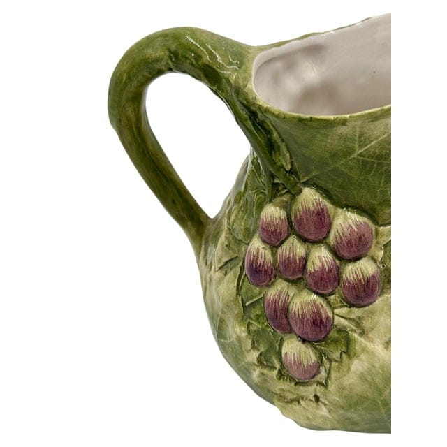 Late 20th Century San Marco Green and Purple Grape Relief Pitcher | IdleHour