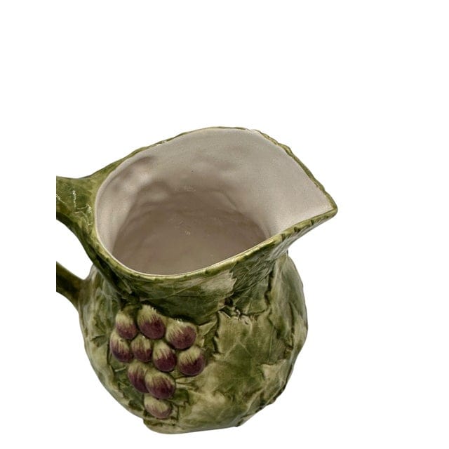 Late 20th Century San Marco Green and Purple Grape Relief Pitcher | IdleHour