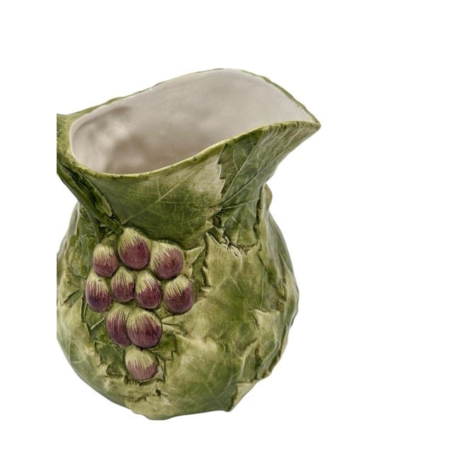 Late 20th Century San Marco Green and Purple Grape Relief Pitcher | IdleHour